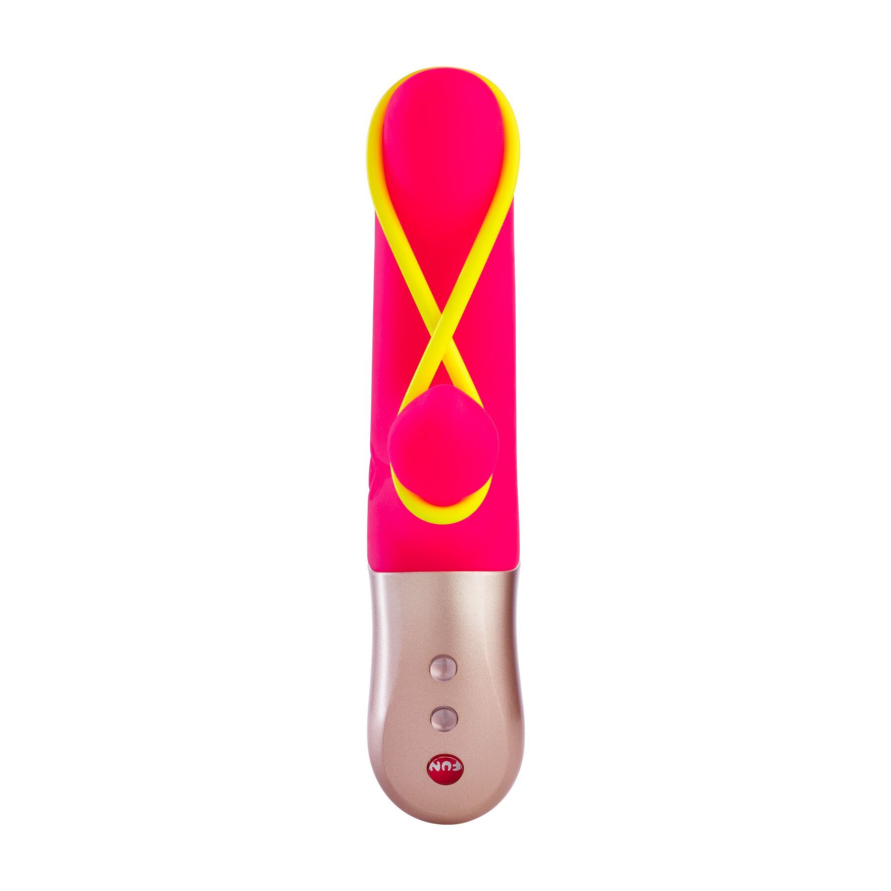 Мінівібратор-кролик зі стимулювальною стрічкою Fun Factory AMORINO pink/neon yellow (м'яте паковання!!!) - Зображення 3