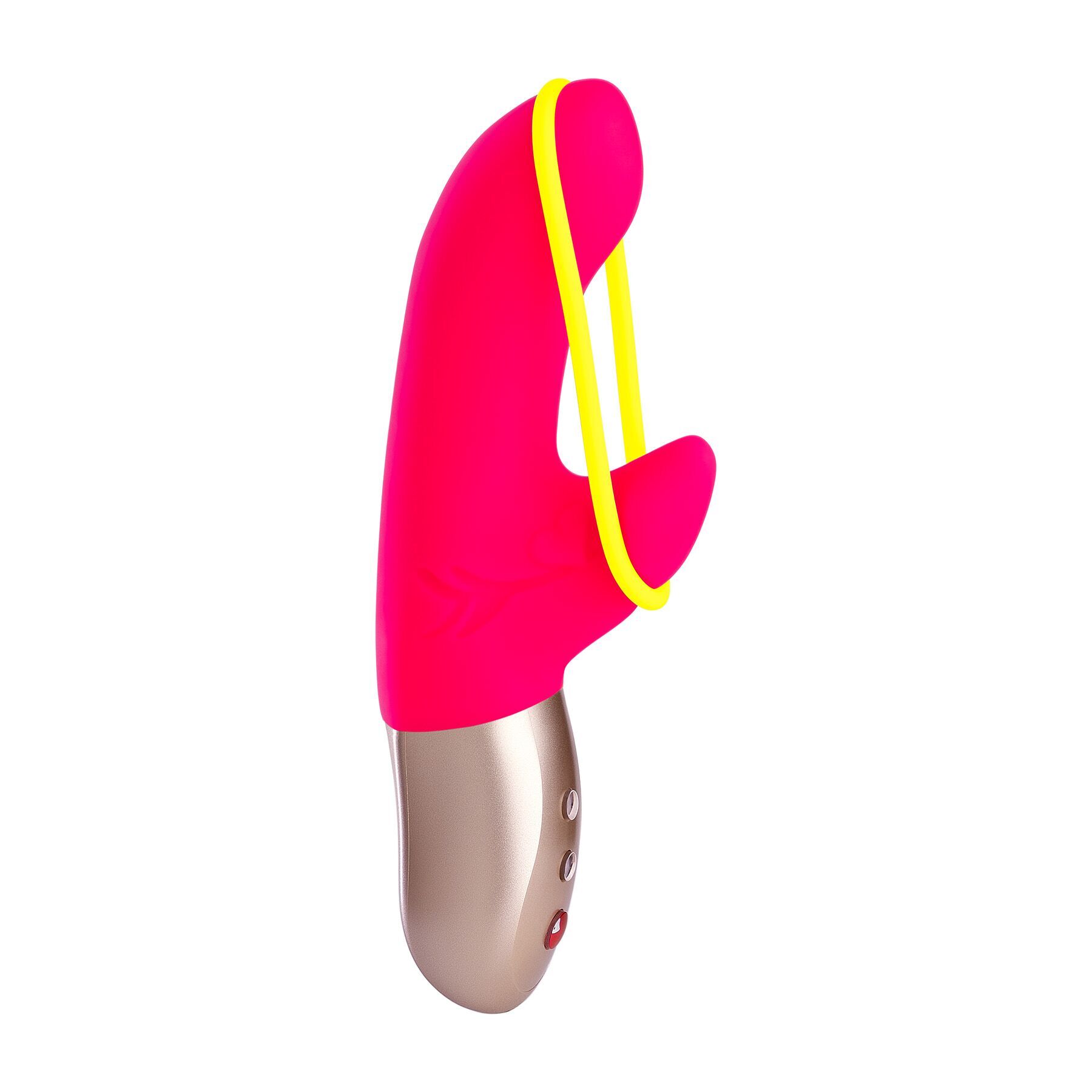 Мінівібратор-кролик зі стимулювальною стрічкою Fun Factory AMORINO pink/neon yellow (м'яте паковання!!!) - Зображення 4