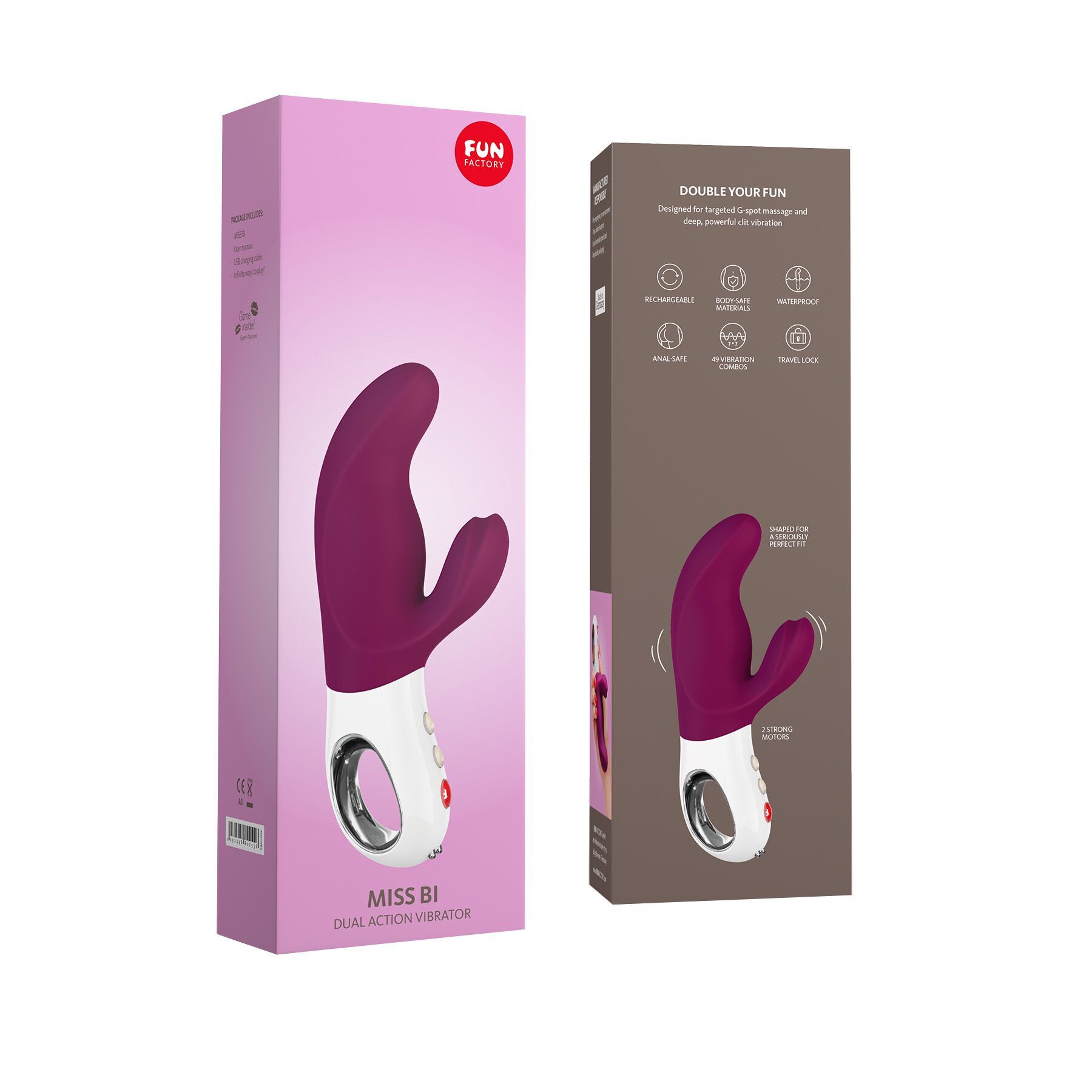 Вібратор-кролик Fun Factory MISS BI grape/white (м'яте паковання!!!) - Зображення 8