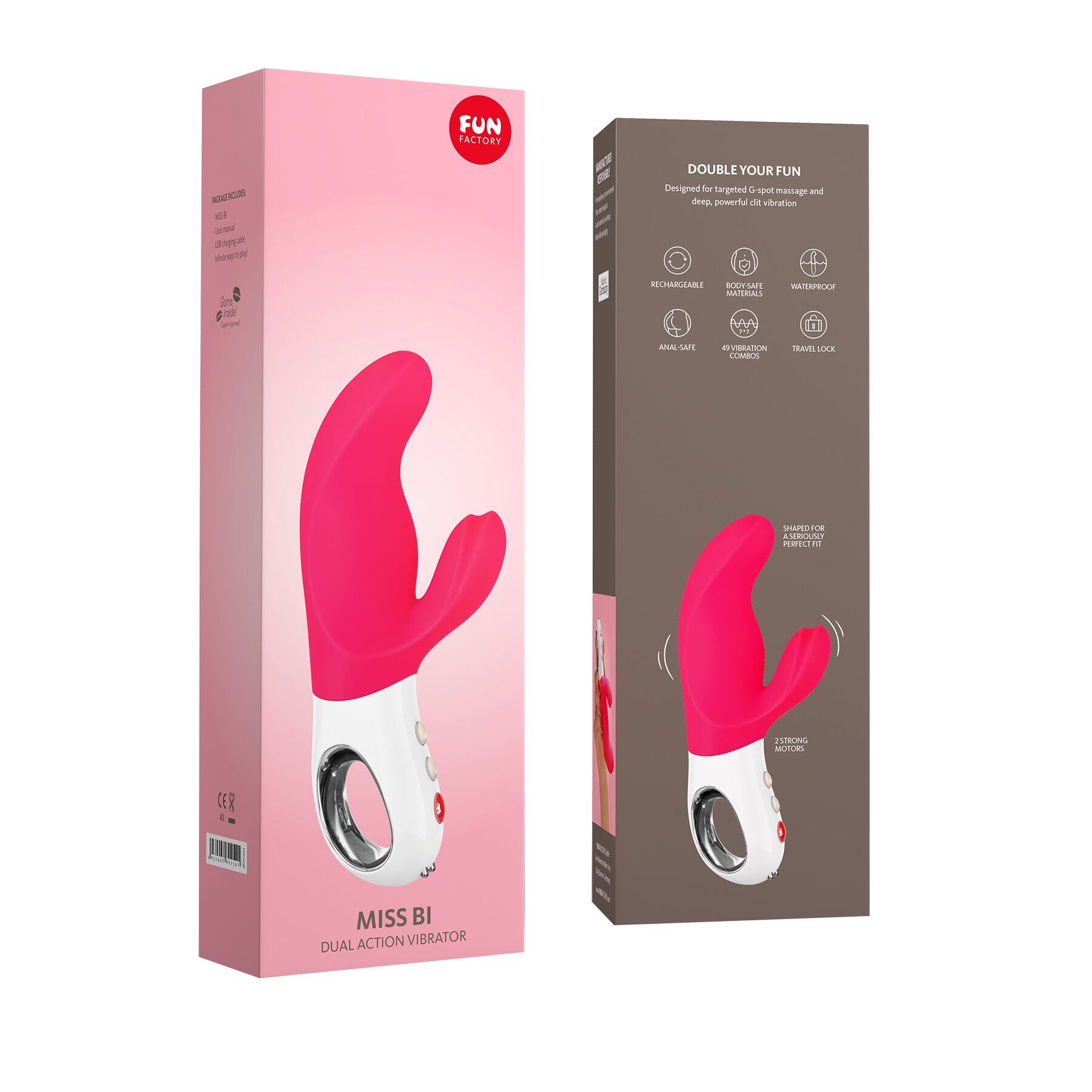 Вібратор-кролик Fun Factory MISS BI pink/white (м'яте паковання!!!) - Зображення 7
